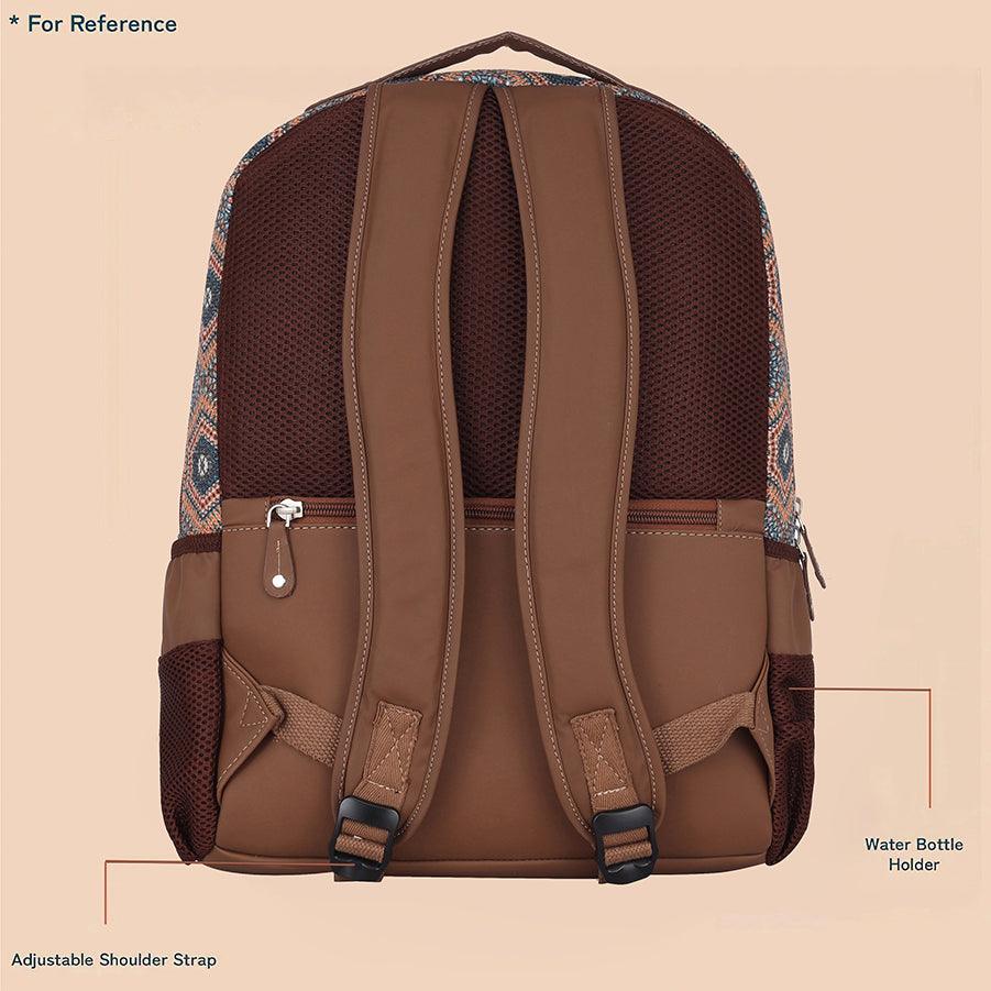 Amic Fabric Print Luxury Vegan Leather Laptop Backpack Jute Handcrafted Bag For Women 30 L Backpack - Amic