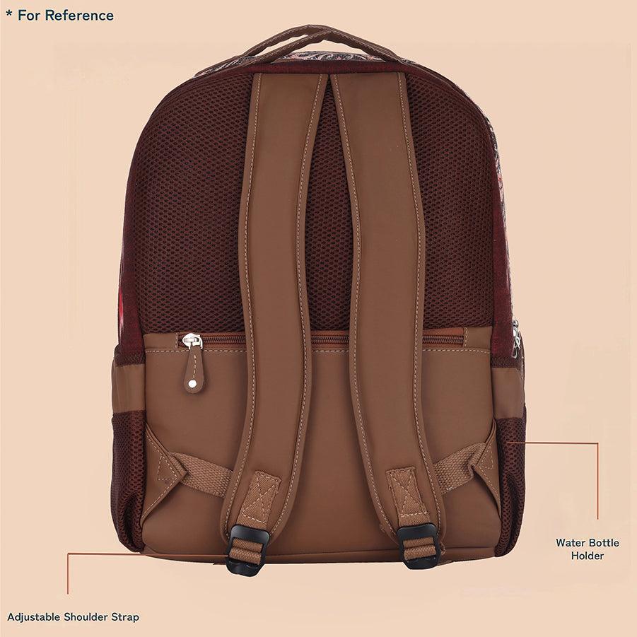 Amic Ikkat Classic Vegan Leather Laptop Backpack Jute Handcrafted Bag For Women 30 L Backpack - Amic
