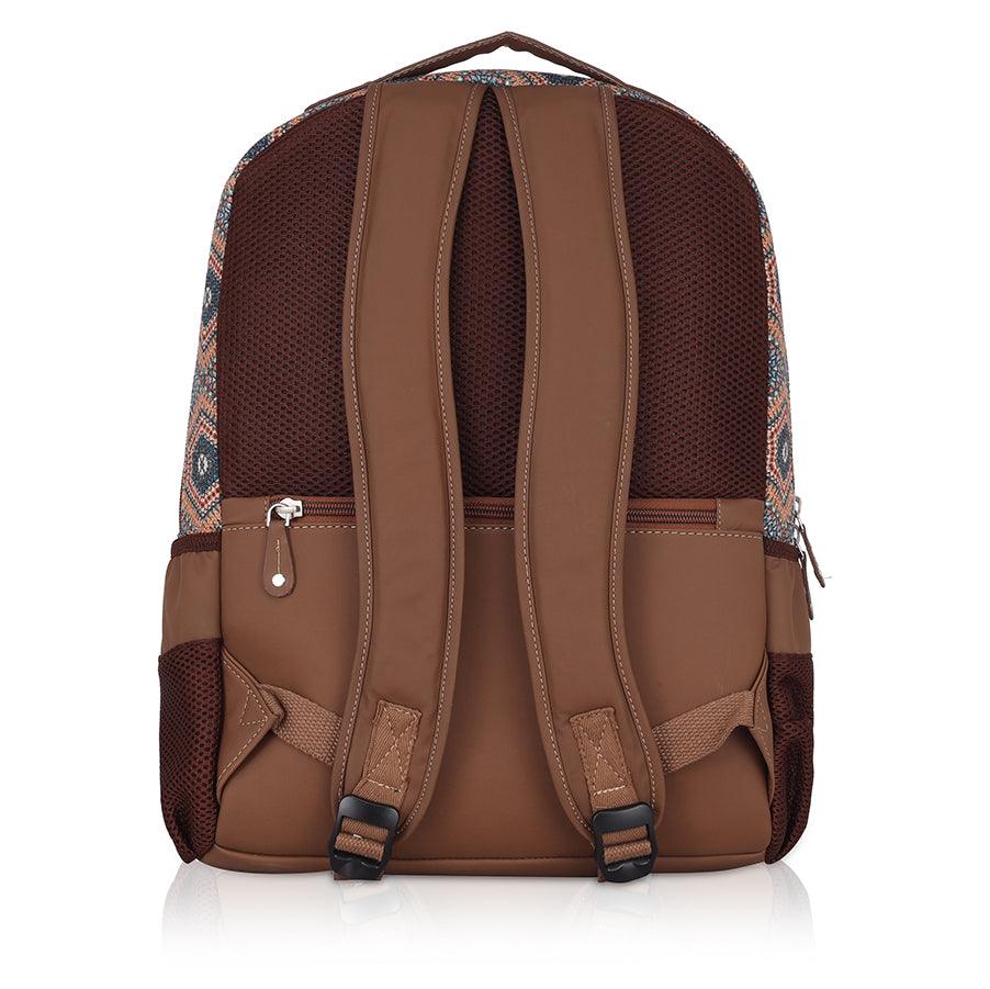 Amic Fabric Print Luxury Vegan Leather Laptop Backpack Jute Handcrafted Bag For Women 30 L Backpack - Amic