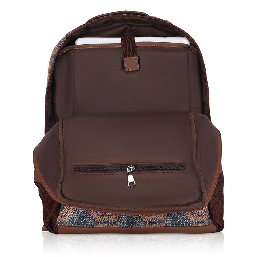 Amic Fabric Print Luxury Vegan Leather Laptop Backpack Jute Handcrafted Bag For Women 30 L Backpack - Amic