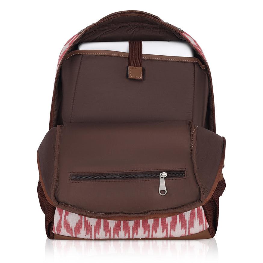 Amic Kashmiri Pink Vegan Leather Laptop Backpack Jute Handcrafted Bag For Women 30 L Backpack - Amic