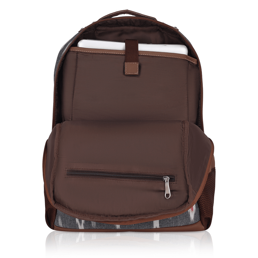 Amic Ikkat Luxury Vegan Leather Laptop Backpack Jute Handcrafted Bag For Women 30 L Backpack - Amic