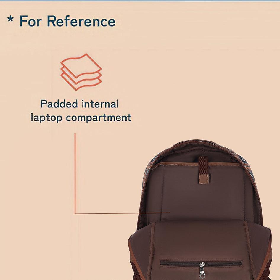 Amic Fabric Print Luxury Vegan Leather Laptop Backpack Jute Handcrafted Bag For Women 30 L Backpack - Amic