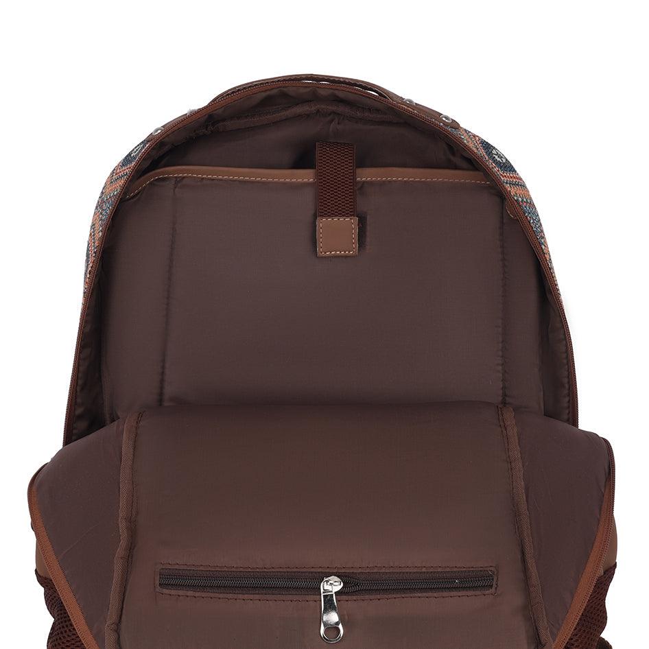 Amic Fabric Print Luxury Vegan Leather Laptop Backpack Jute Handcrafted Bag For Women 30 L Backpack - Amic