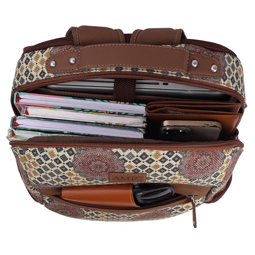 Amic Laptop Backpack Women Jute Handcrafted Chromoscope Classic Backpack 18 L Backpack - Amic