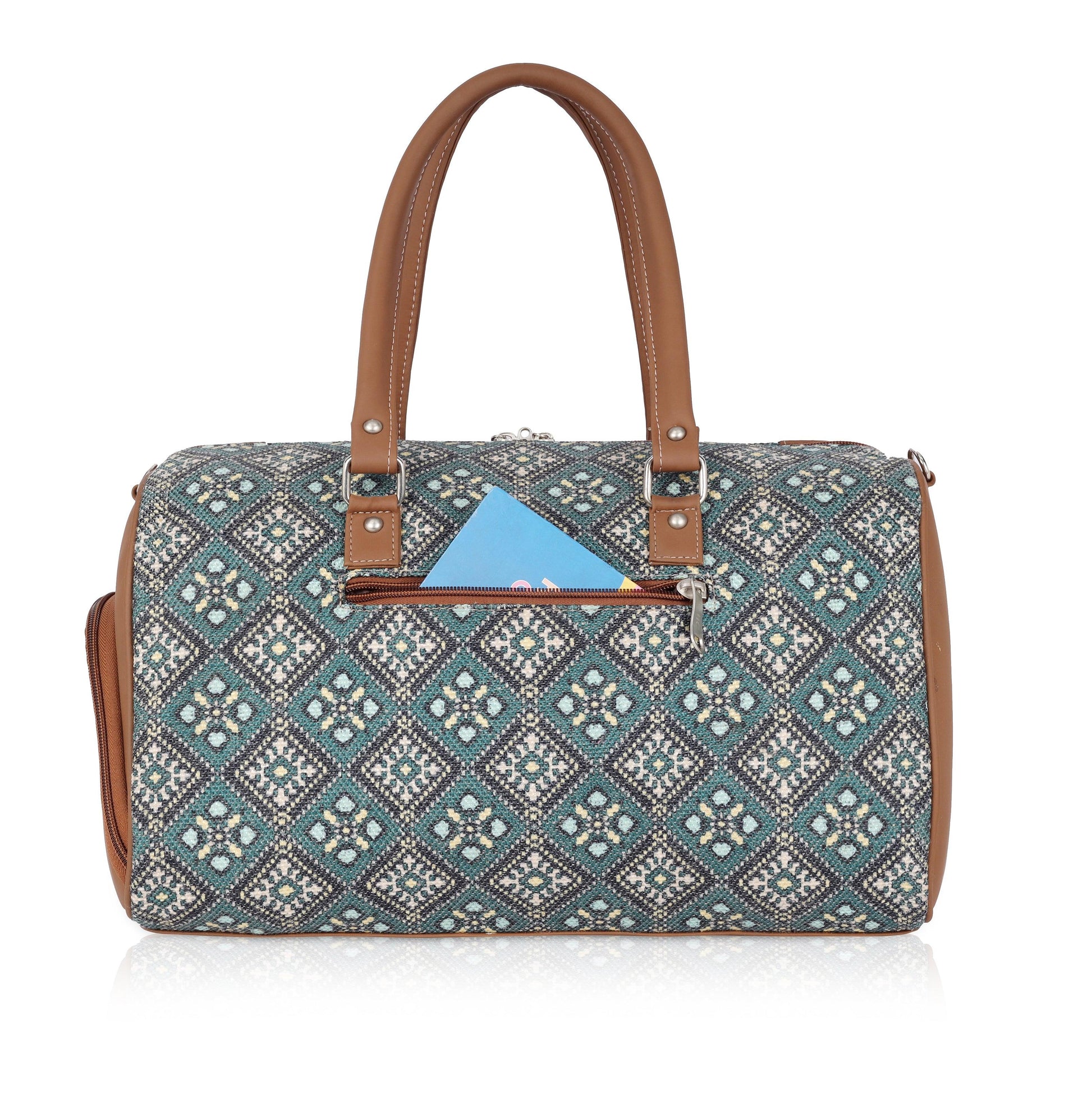 Amic Jute Printed Handcrafted Travel Bag, Luggage Shoulder Bag Duffel Without Wheels - Amic