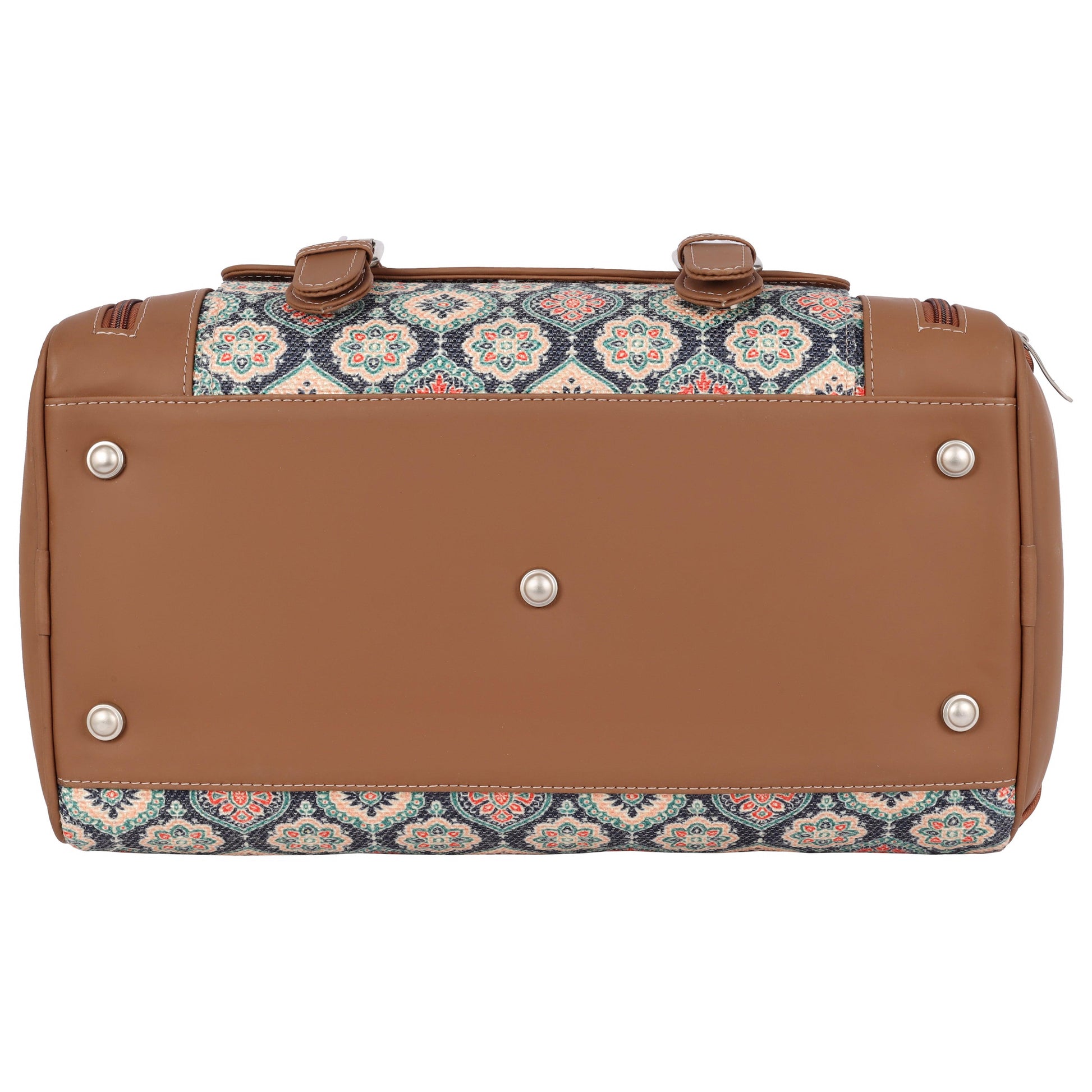 Amic Floral Blue Duffle Bag – Vibrant Vegan Leather Travel Companion - Amic