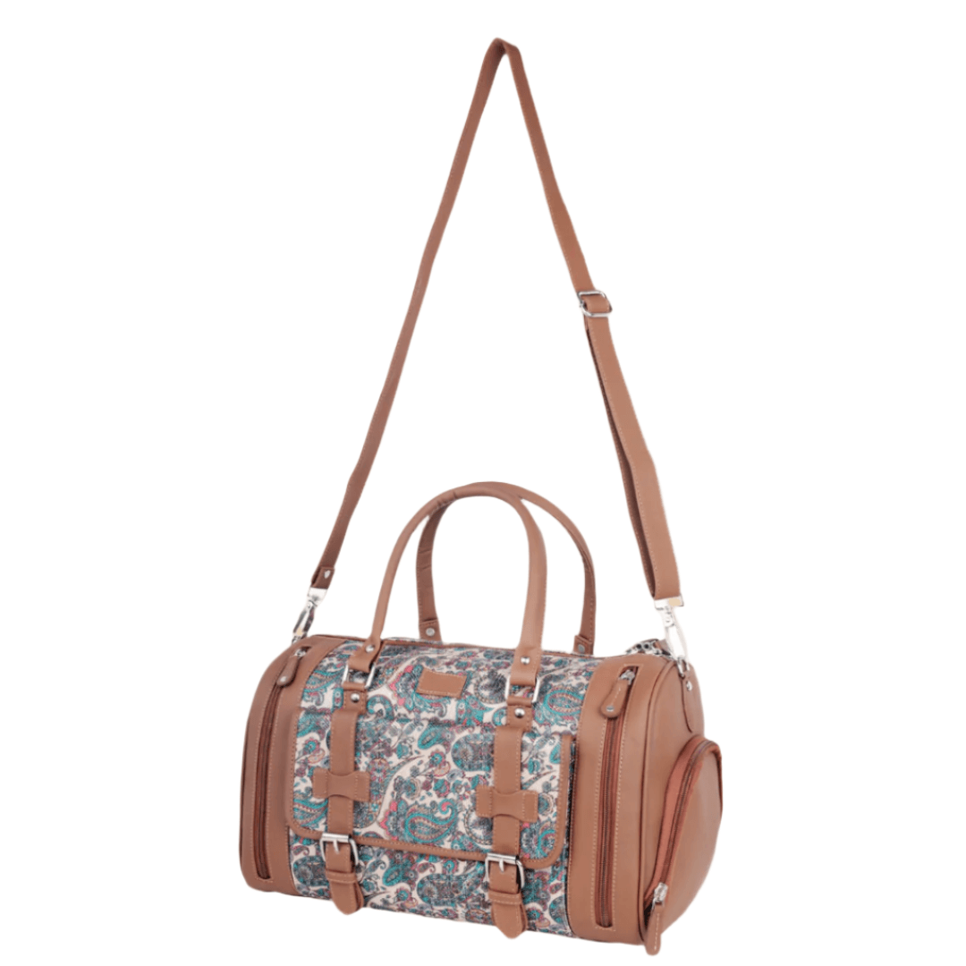 Amic Vegan Leather Duffle Bag with Vibrant Paisley Design – Perfect Travel Companion - Amic