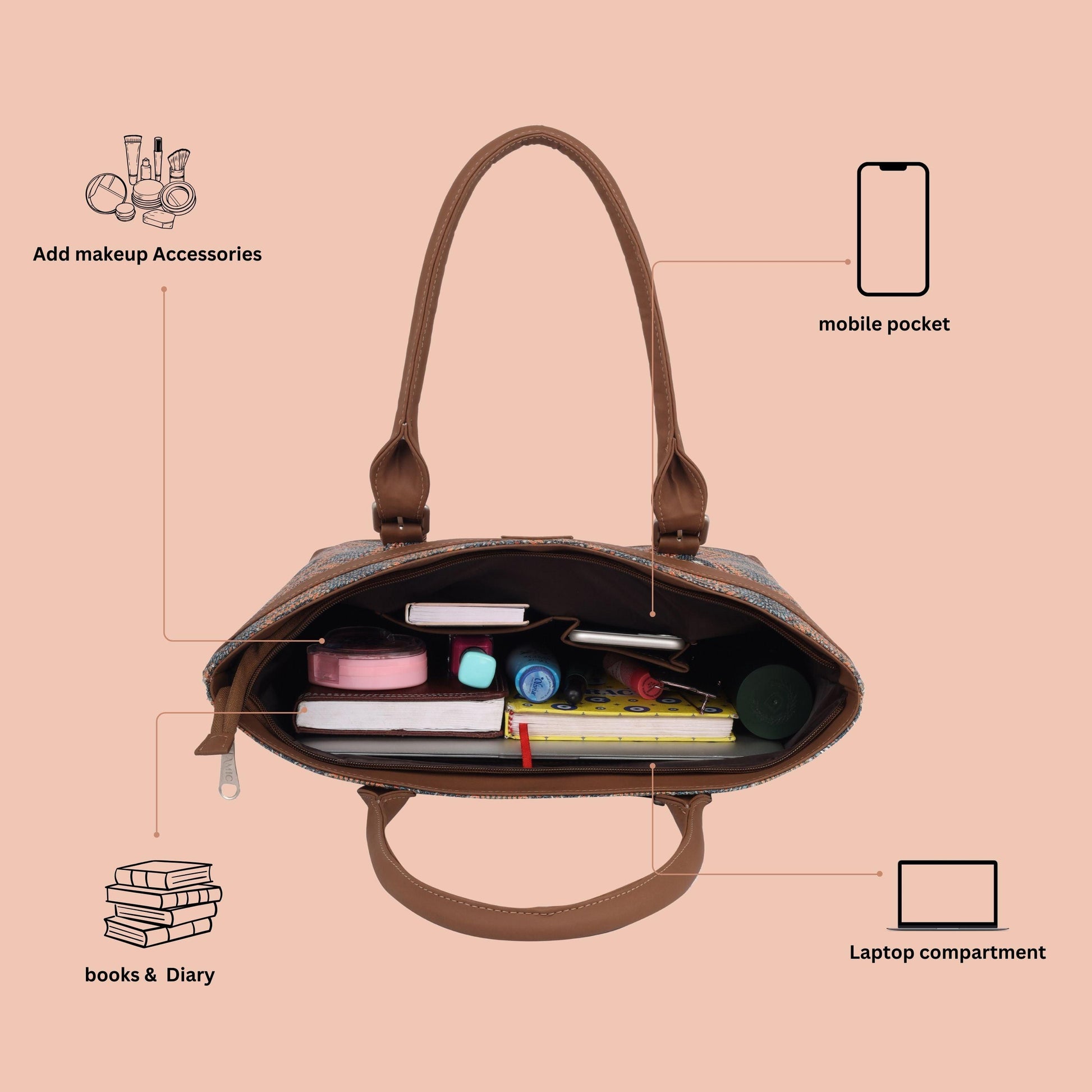 Hexagon Pattern Vegan Leather Tote Bag for Women - Elegant & Versatile | Amic Bags - Amic