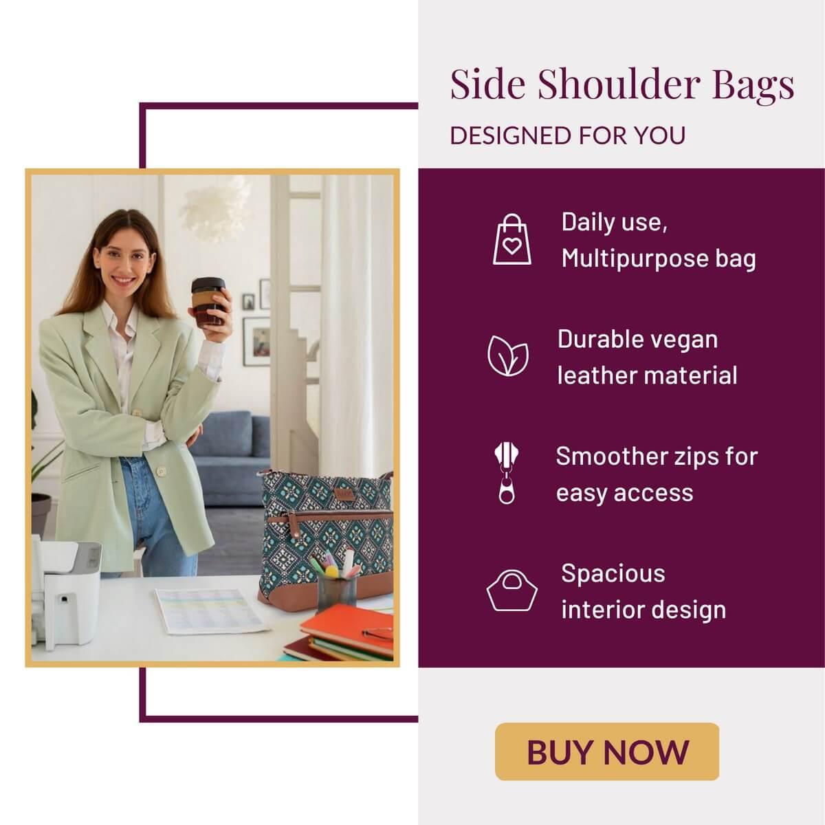 Elegant Grey Printed Side Shoulder Bag | AMIC - Amic