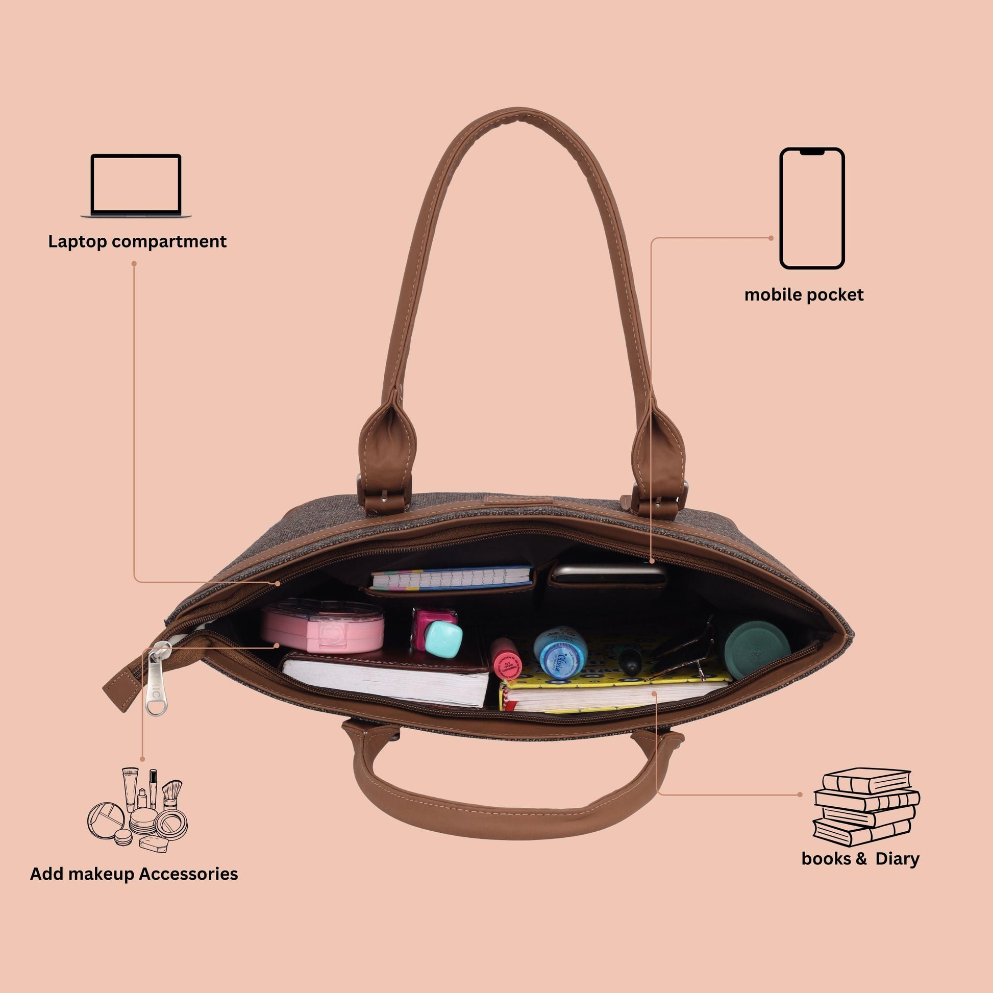 Classic Vegan Leather Tote Bag for Women - Charcoal Grey | Amic Bags - Amic