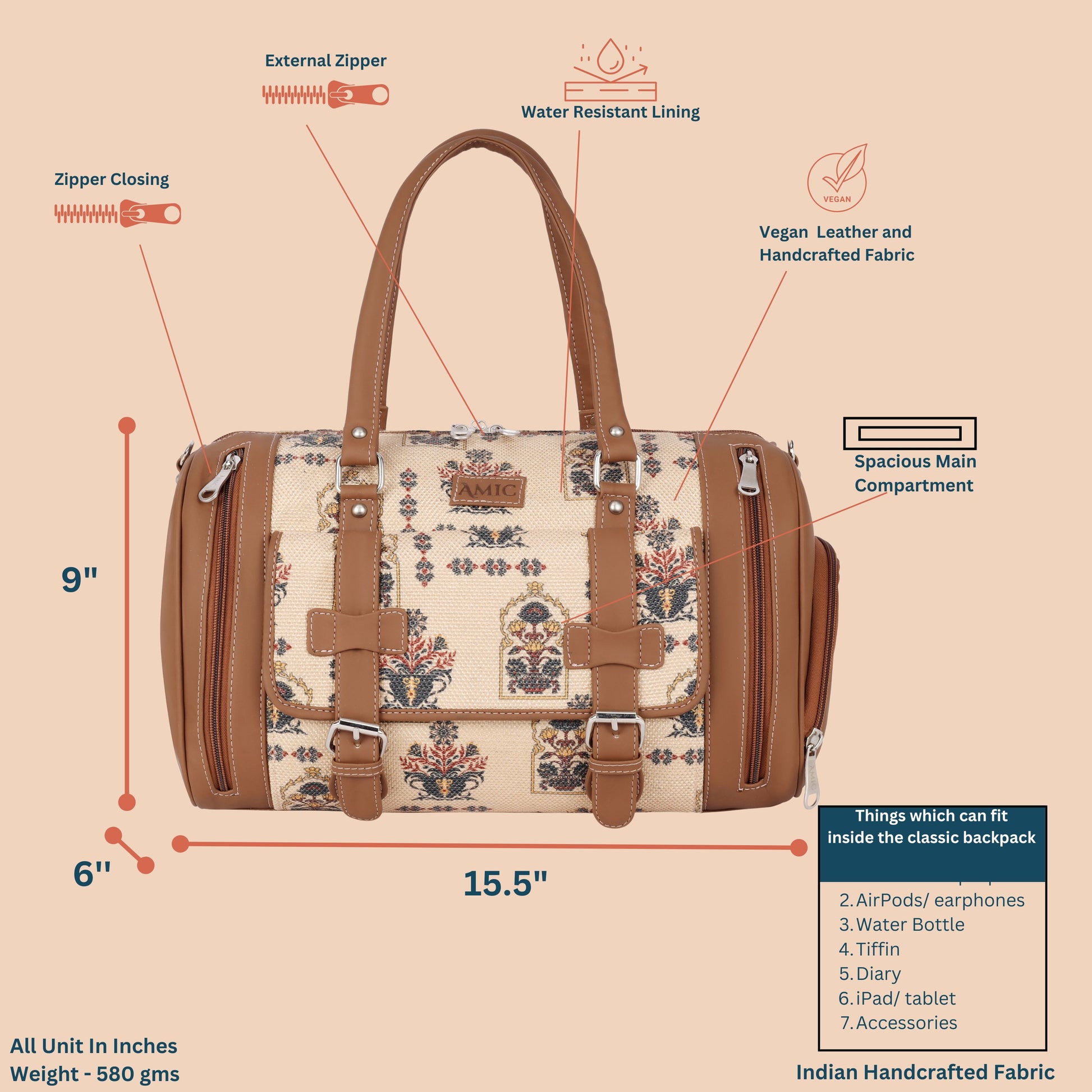 Amic Weekender Travel Duffle Bag with Separate Shoe/Laundry Compartment for Women Duffel Without Wheels - Amic