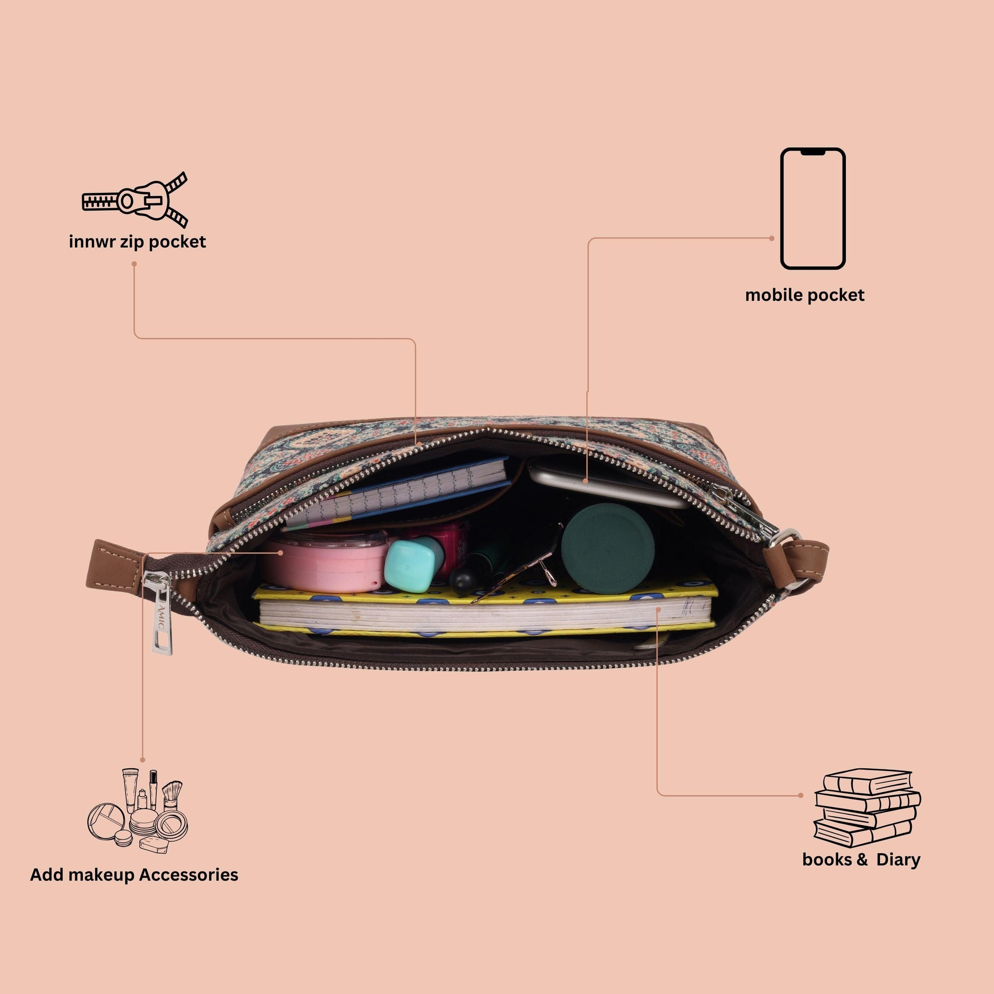 Stylish Floral Printed Side Shoulder Bag | AMIC - Amic
