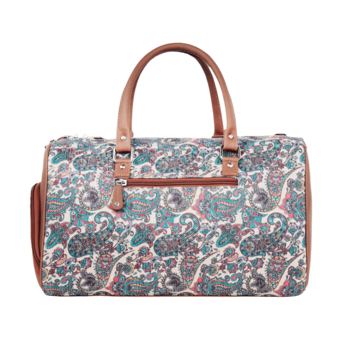 Amic Vegan Leather Duffle Bag with Vibrant Paisley Design – Perfect Travel Companion - Amic