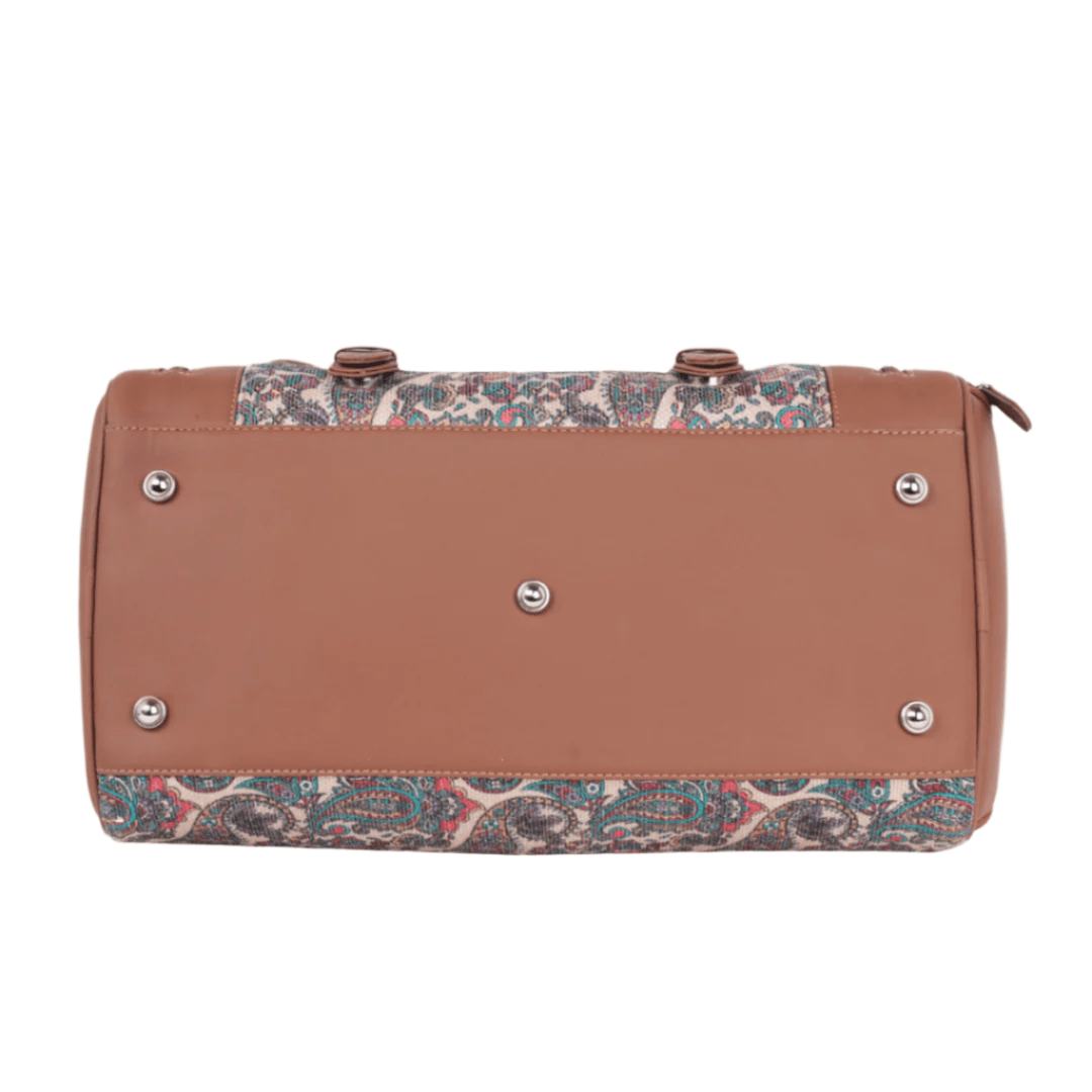 Amic Vegan Leather Duffle Bag with Vibrant Paisley Design – Perfect Travel Companion - Amic