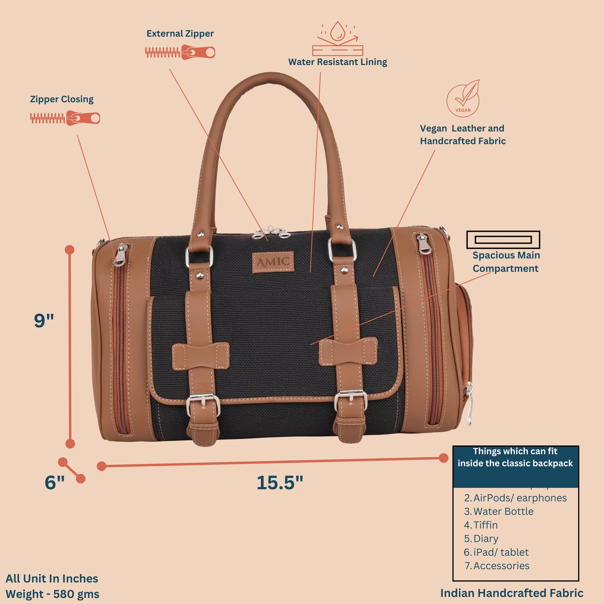 Amic Black Classic Duffle - Amic