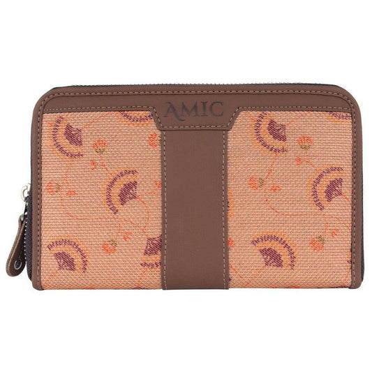 Amic Vegan Leather Chain Wallet with Artistic Peach Accents – Stylish & Functional - Amic
