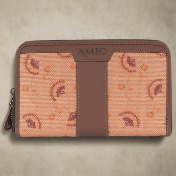 Amic Vegan Leather Chain Wallet with Artistic Peach Accents – Stylish & Functional - Amic