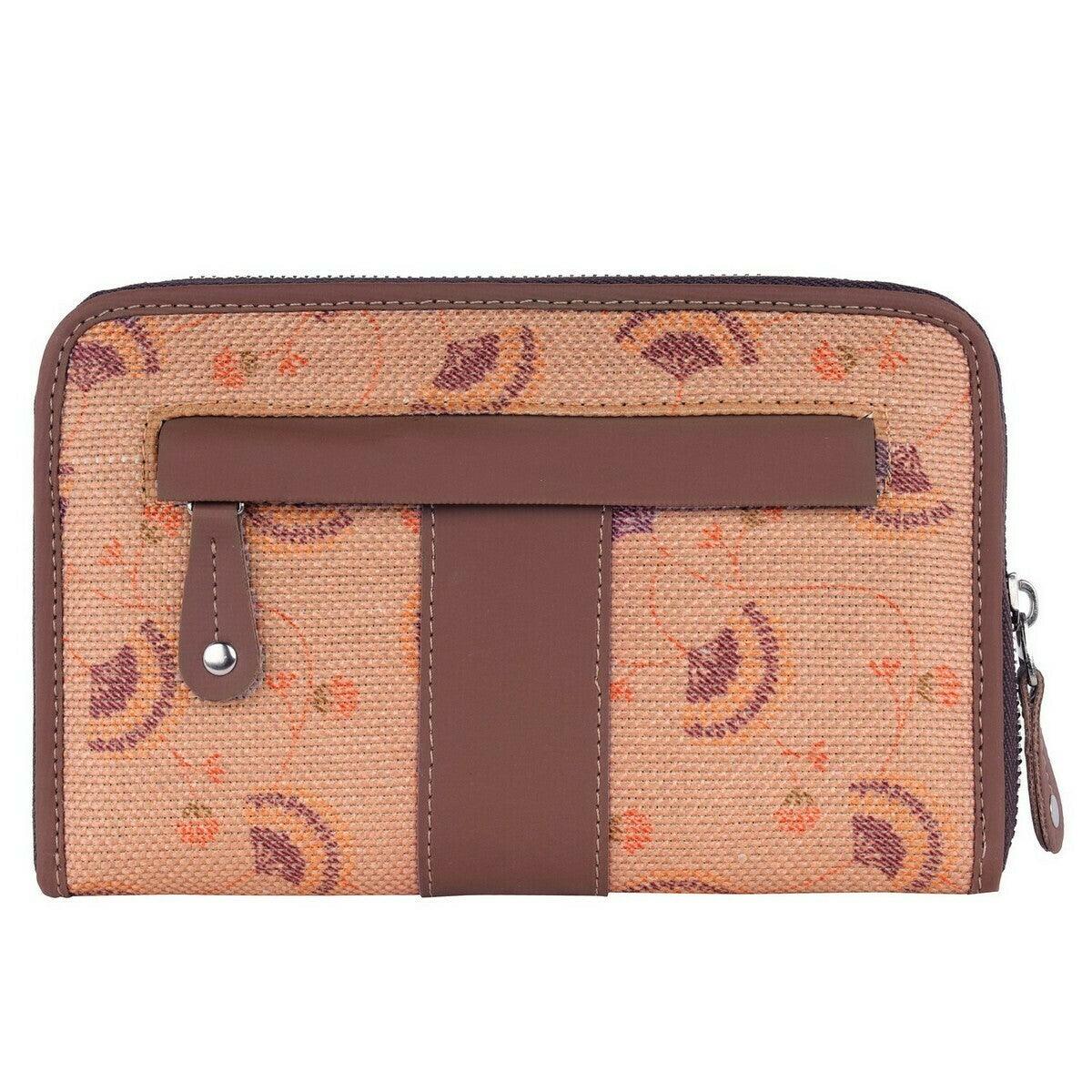 Amic Vegan Leather Chain Wallet with Artistic Peach Accents – Stylish & Functional - Amic
