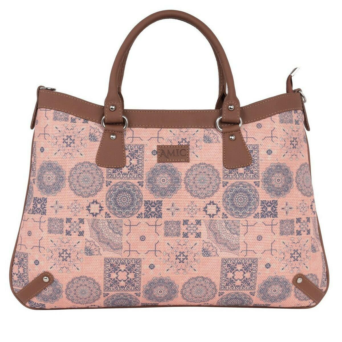 Elegant Printed Handbag with Vegan Leather Finish – Amic - Amic
