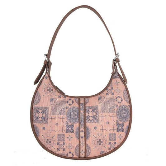 Pink Mosaic Pattern Vegan Leather Hobo Bag for Women - Chic & Functional | Amic Bags - Amic