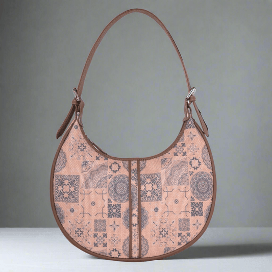 Pink Mosaic Pattern Vegan Leather Hobo Bag for Women - Chic & Functional | Amic Bags - Amic