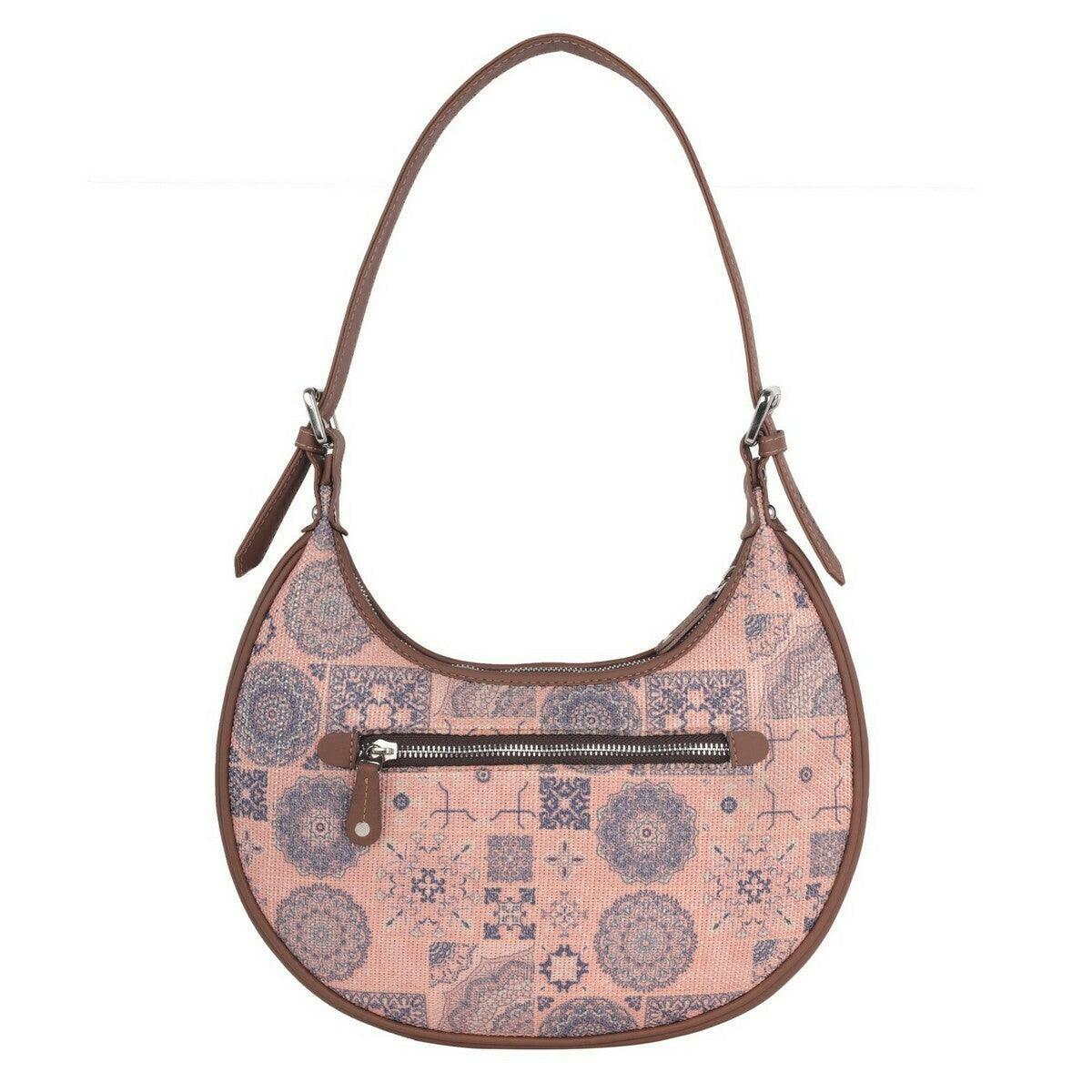 Pink Mosaic Pattern Vegan Leather Hobo Bag for Women - Chic & Functional | Amic Bags - Amic