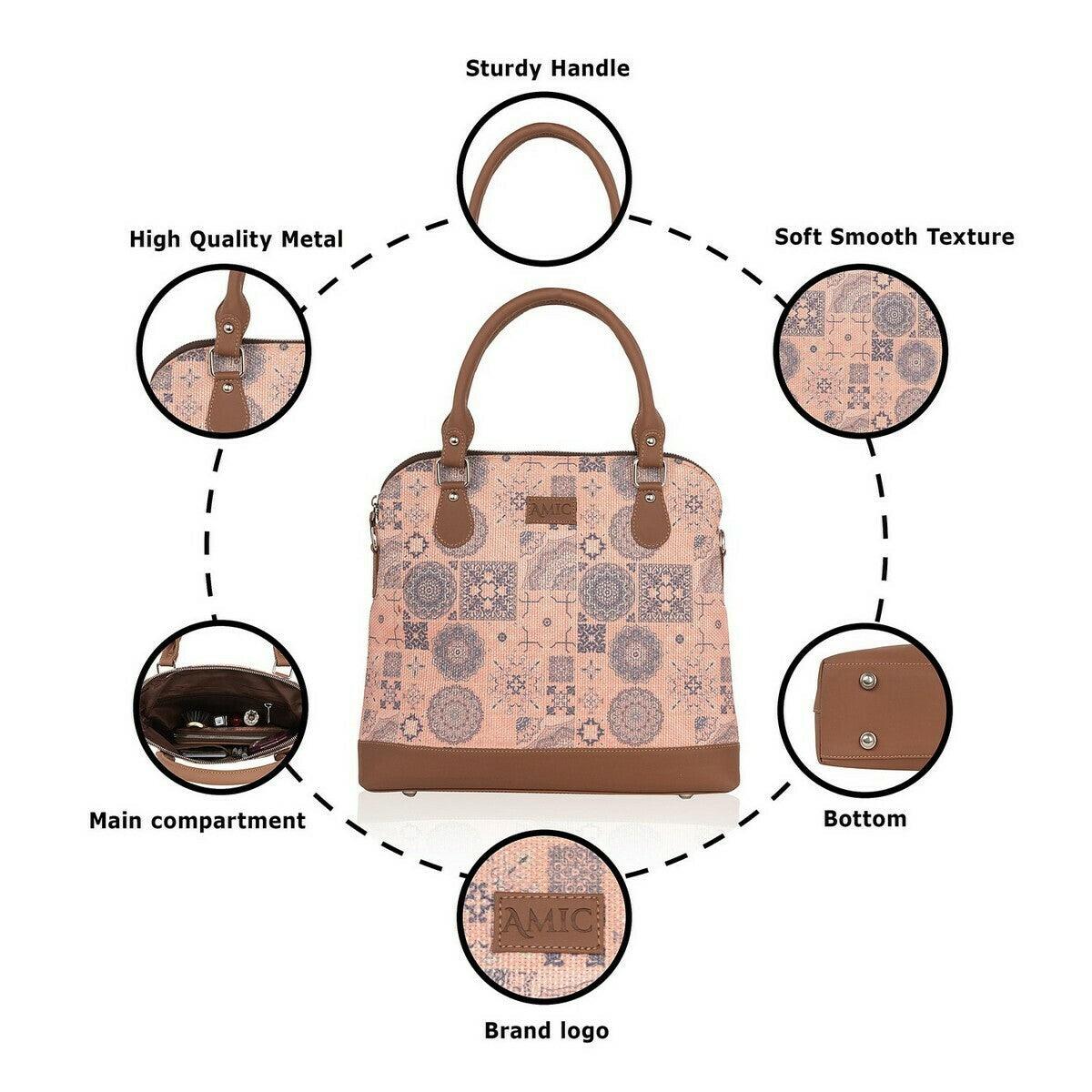 Peach Motif Hand Shoulder Bag – Elegant Everyday Accessory by Amic - Amic