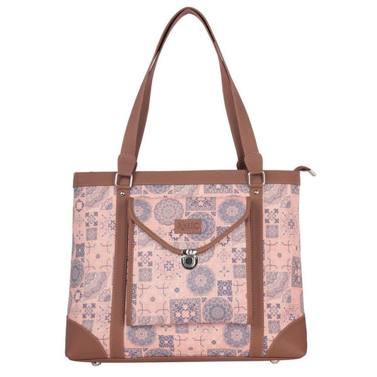 Pink Mosaic Handcrafted Vegan Leather Office Bag – Timeless Elegance - Amic