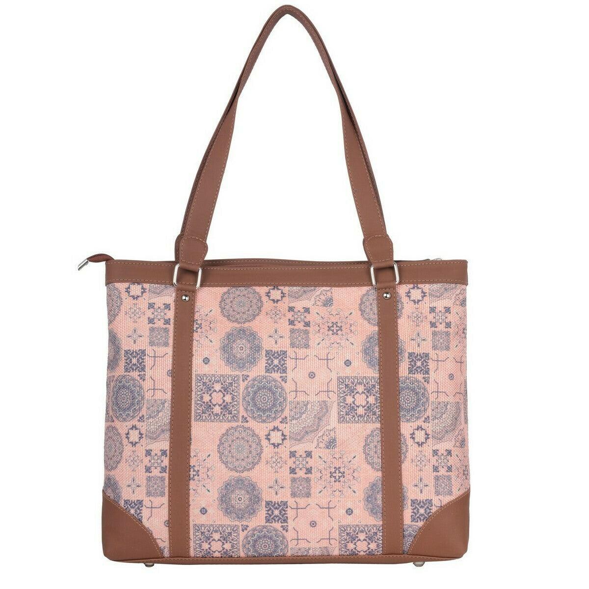 Pink Mosaic Handcrafted Vegan Leather Office Bag – Timeless Elegance - Amic