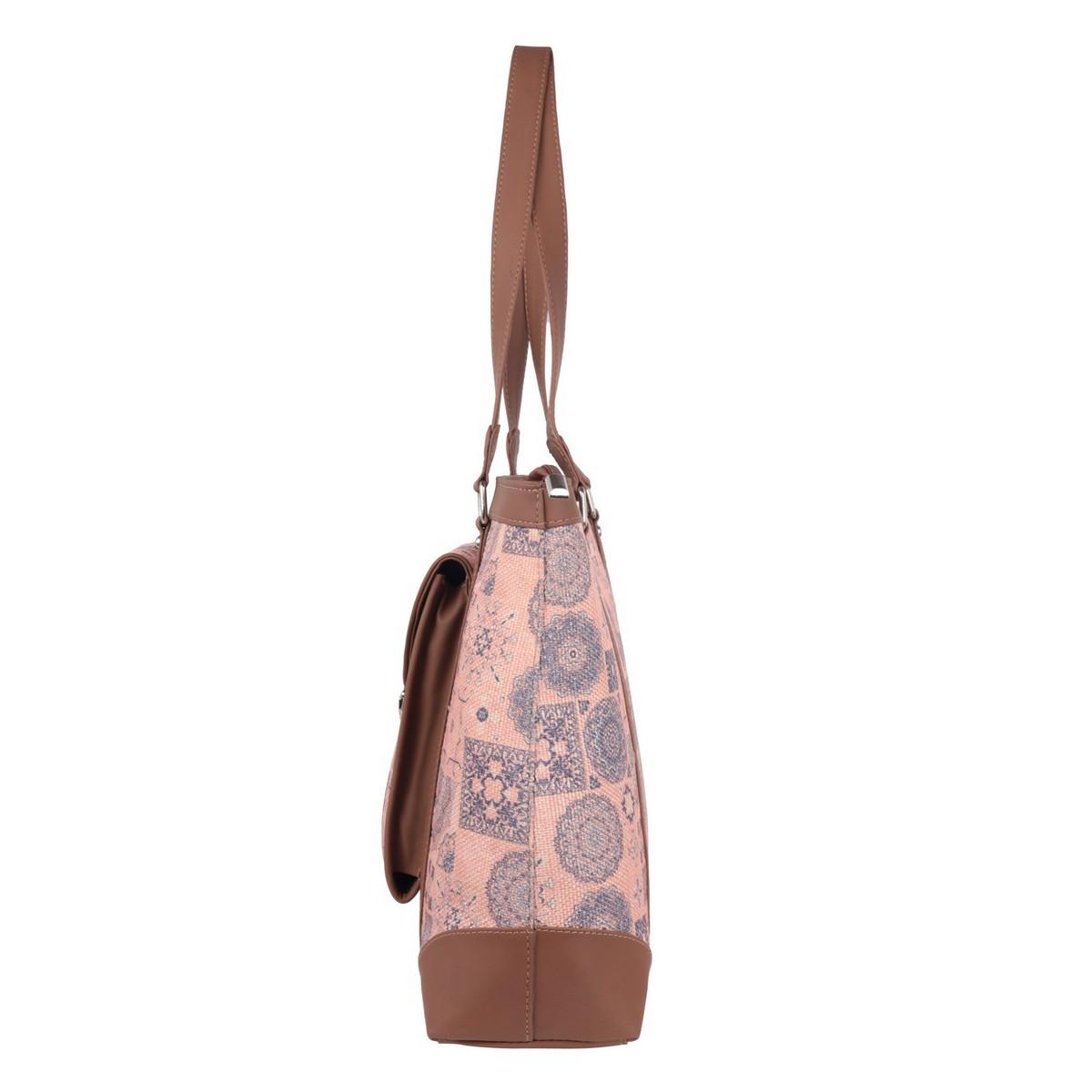 Pink Mosaic Handcrafted Vegan Leather Office Bag – Timeless Elegance - Amic