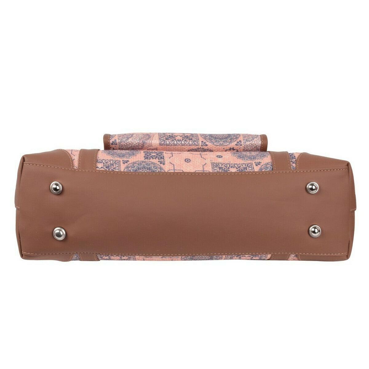 Pink Mosaic Handcrafted Vegan Leather Office Bag – Timeless Elegance - Amic