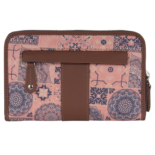Amic Vegan Leather Chain Wallet with Intricate Pink and Blue Patterns – Functional Elegance - Amic