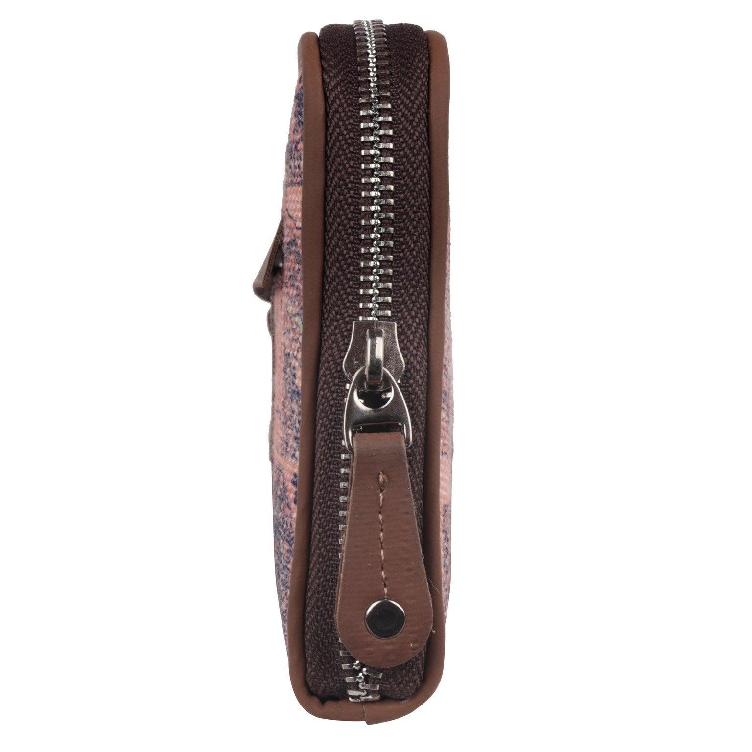 Amic Vegan Leather Chain Wallet with Intricate Pink and Blue Patterns – Functional Elegance - Amic
