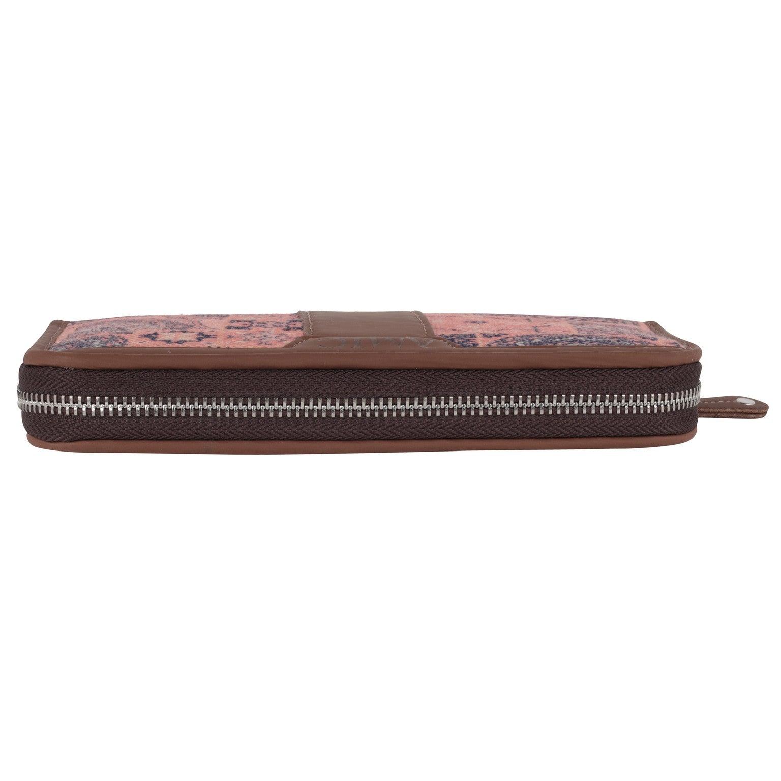 Amic Vegan Leather Chain Wallet with Intricate Pink and Blue Patterns – Functional Elegance - Amic