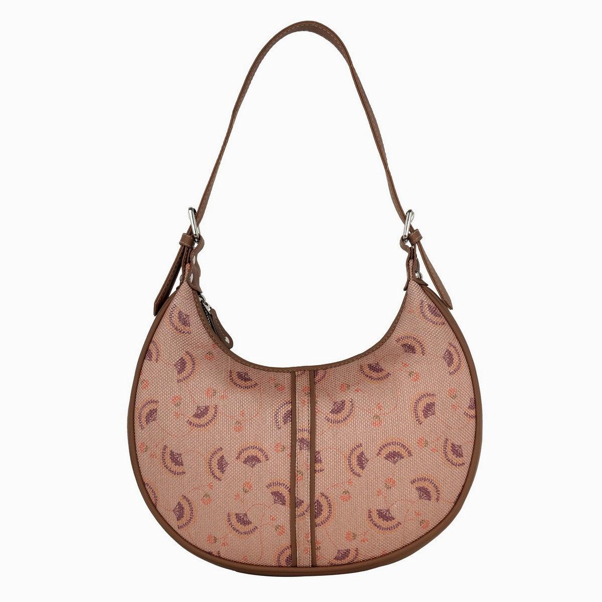 Peach Crescent Pattern Vegan Leather Hobo Bag for Women - Stylish & Versatile | Amic Bags - Amic
