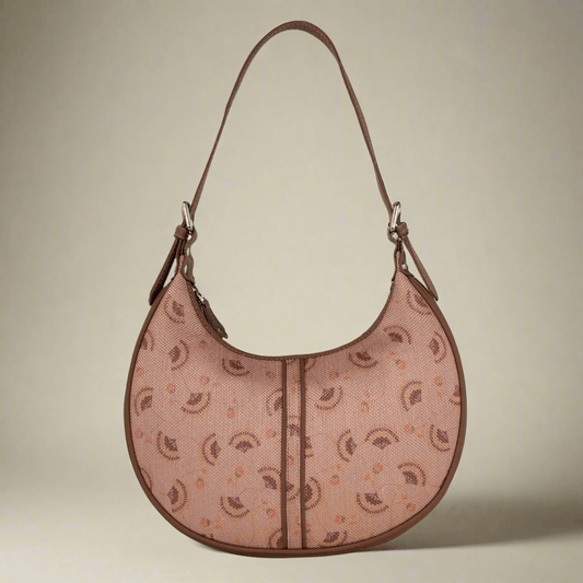 Peach Crescent Pattern Vegan Leather Hobo Bag for Women - Stylish & Versatile | Amic Bags - Amic