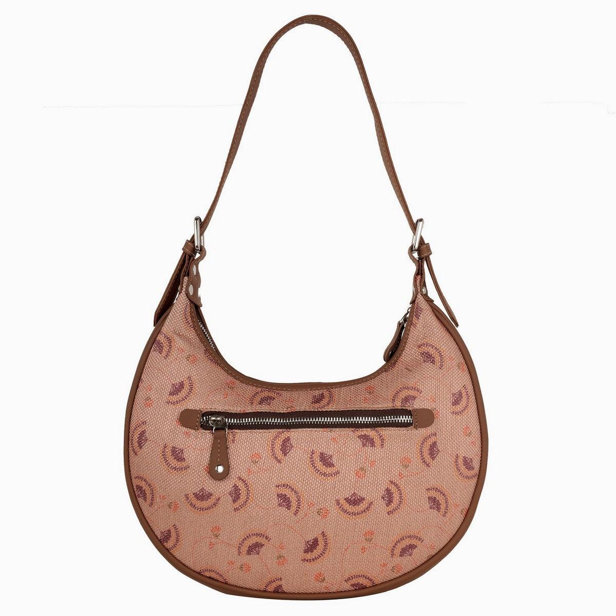 Peach Crescent Pattern Vegan Leather Hobo Bag for Women - Stylish & Versatile | Amic Bags - Amic