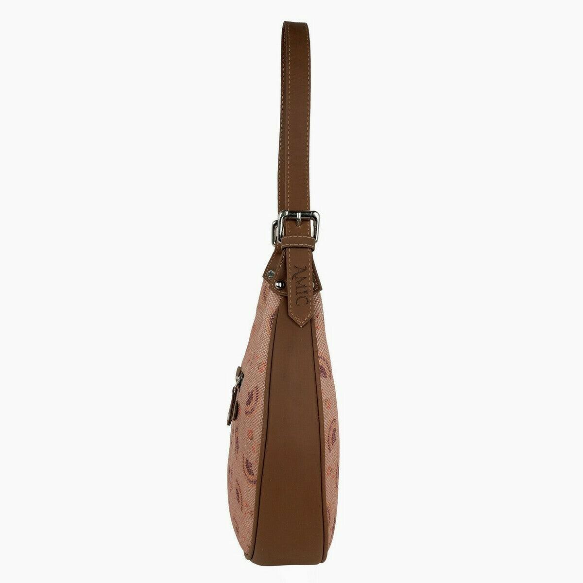 Peach Crescent Pattern Vegan Leather Hobo Bag for Women - Stylish & Versatile | Amic Bags - Amic