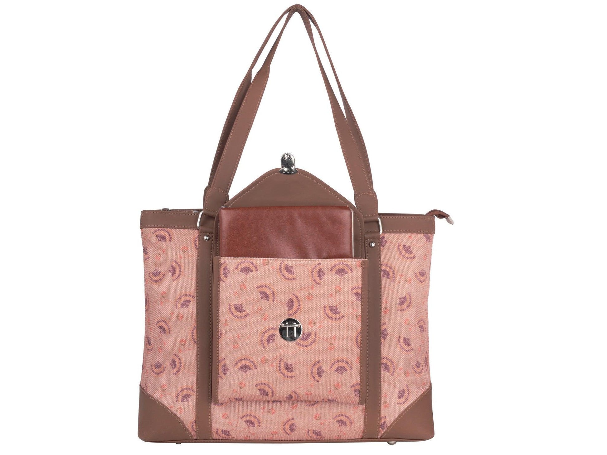 Pink Handcrafted Vegan Leather Office Bag – Graceful & Practical - Amic