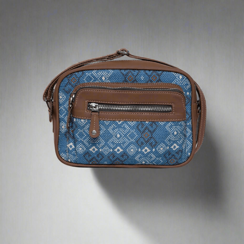 Amic Blue Pattern Sling Wallet – Stylish and Compact for Everyday Use - Amic