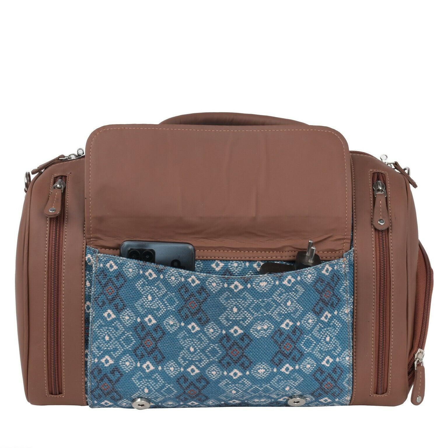 Amic Jute Printed Handcrafted Travel Bag, Luggage Shoulder Bag Duffel Without Wheels - Amic