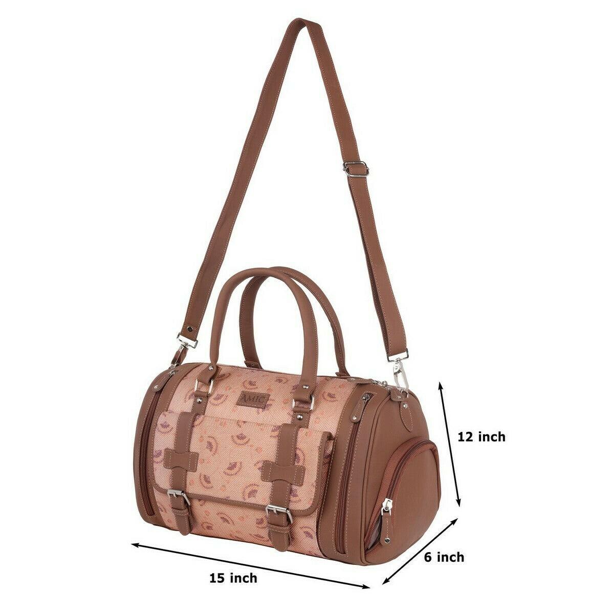 Amic Jute Printed Handcrafted Travel Bag, Luggage Shoulder Bag Duffel Without Wheels - Amic