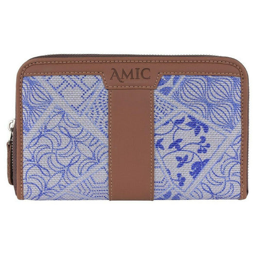 Amic Vegan Leather Chain Wallet with Elegant Blue Patterns – Chic and Practical - Amic