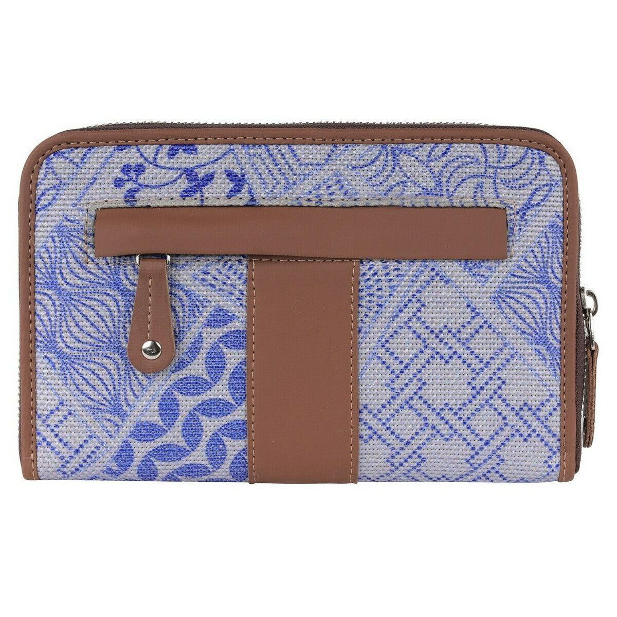 Amic Vegan Leather Chain Wallet with Elegant Blue Patterns – Chic and Practical - Amic