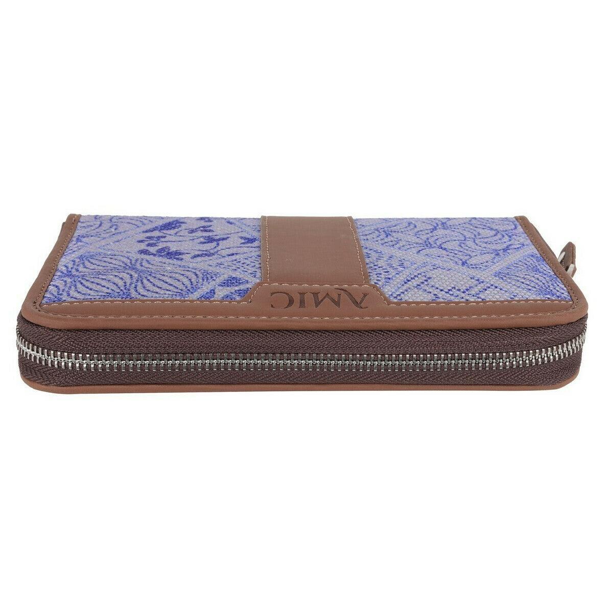 Amic Vegan Leather Chain Wallet with Elegant Blue Patterns – Chic and Practical - Amic