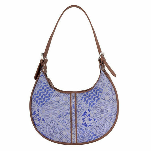 Blue Patchwork Pattern Vegan Leather Hobo Bag for Women - Elegant & Functional | Amic Bags - Amic