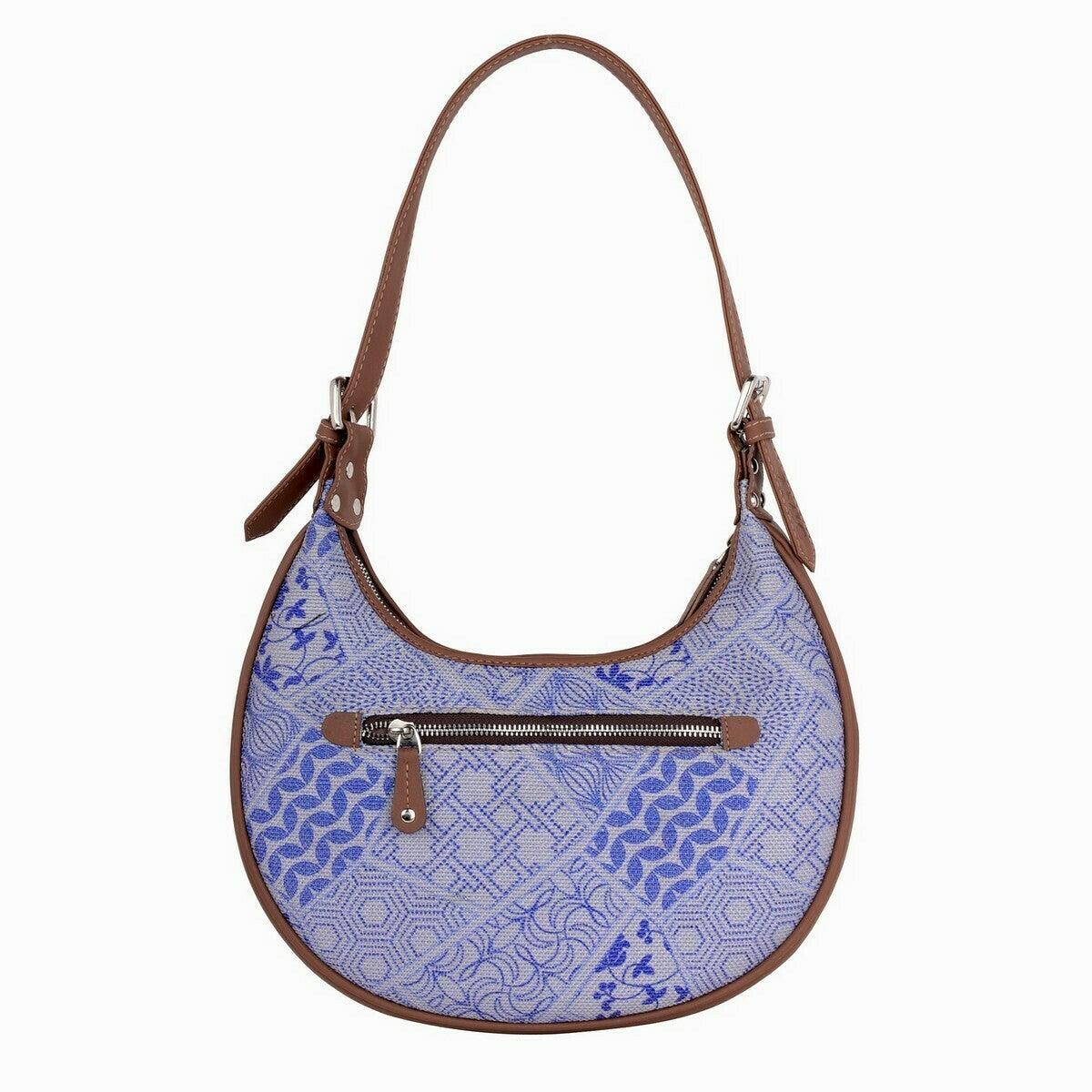 Blue Patchwork Pattern Vegan Leather Hobo Bag for Women - Elegant & Functional | Amic Bags - Amic