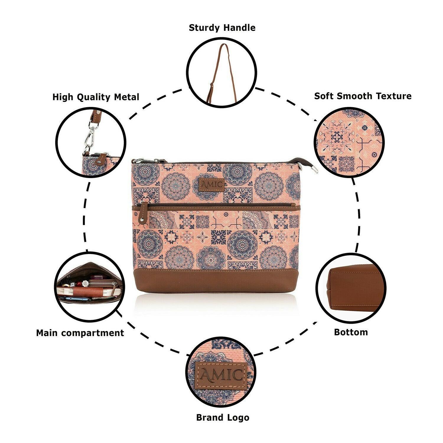 Elegant Grey Printed Side Shoulder Bag | AMIC - Amic