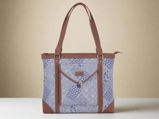 Blue Handcrafted Vegan Leather Office Bag – Elegant & Functional - Amic